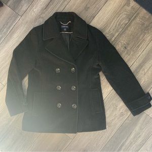 Land’s End Black Wool Pea Coate